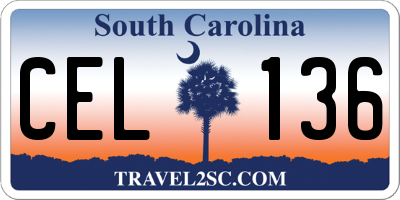 SC license plate CEL136