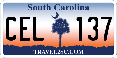 SC license plate CEL137
