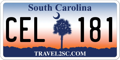 SC license plate CEL181