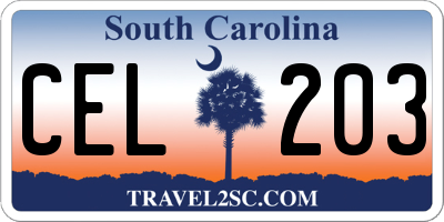 SC license plate CEL203