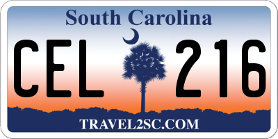 SC license plate CEL216