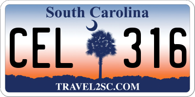 SC license plate CEL316