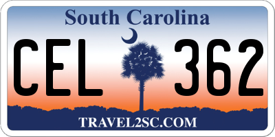 SC license plate CEL362
