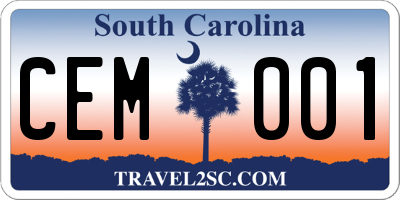 SC license plate CEM001