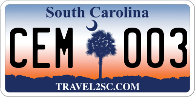 SC license plate CEM003