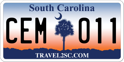 SC license plate CEM011