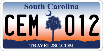 SC license plate CEM012