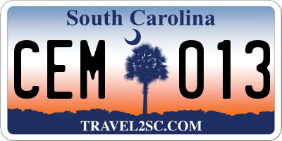 SC license plate CEM013