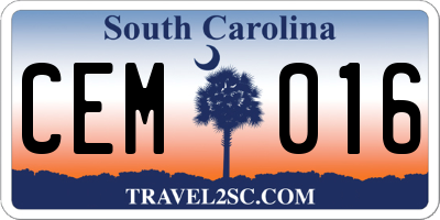 SC license plate CEM016
