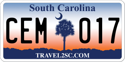 SC license plate CEM017