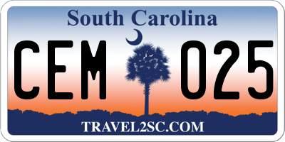 SC license plate CEM025