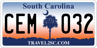 SC license plate CEM032