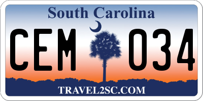 SC license plate CEM034