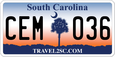 SC license plate CEM036