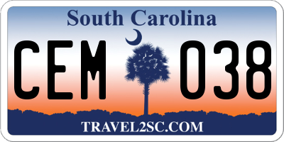 SC license plate CEM038