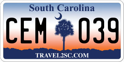 SC license plate CEM039