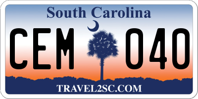 SC license plate CEM040