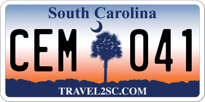 SC license plate CEM041