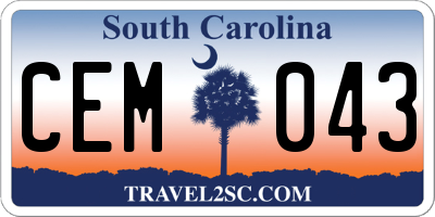 SC license plate CEM043