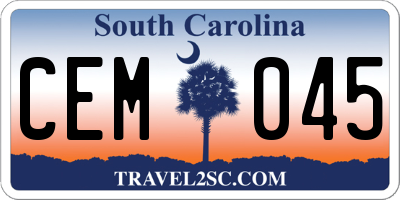 SC license plate CEM045