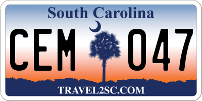 SC license plate CEM047