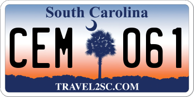 SC license plate CEM061