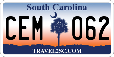 SC license plate CEM062