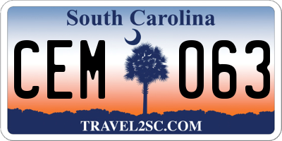 SC license plate CEM063