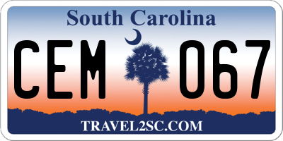 SC license plate CEM067
