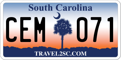 SC license plate CEM071