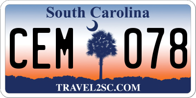 SC license plate CEM078