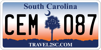 SC license plate CEM087