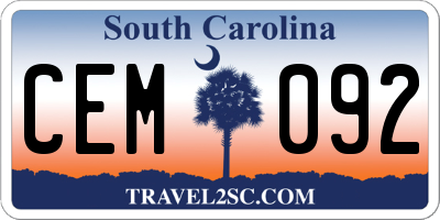 SC license plate CEM092