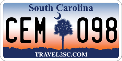 SC license plate CEM098