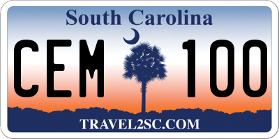 SC license plate CEM100