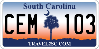 SC license plate CEM103