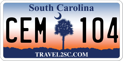 SC license plate CEM104