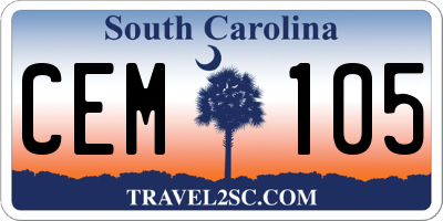 SC license plate CEM105