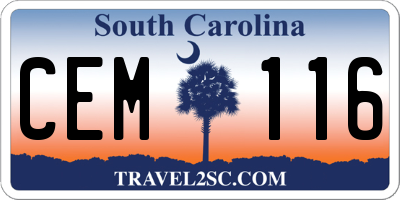 SC license plate CEM116