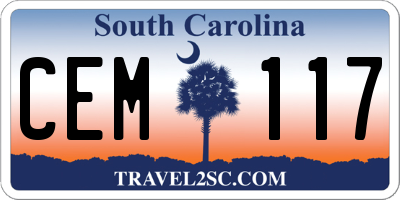 SC license plate CEM117