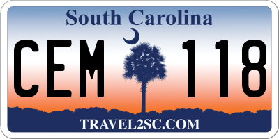 SC license plate CEM118