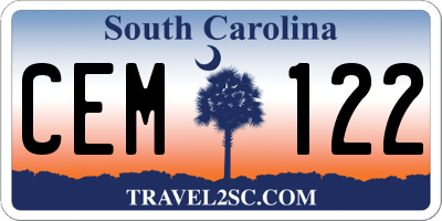 SC license plate CEM122