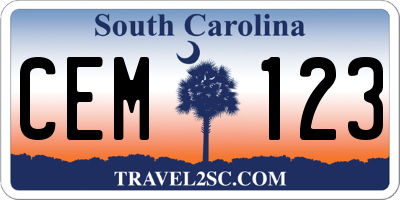 SC license plate CEM123