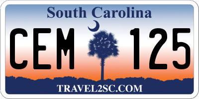 SC license plate CEM125
