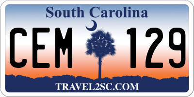 SC license plate CEM129