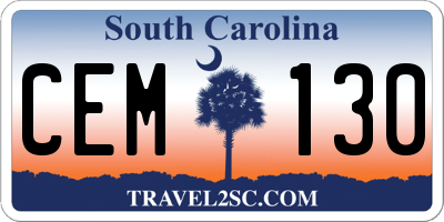 SC license plate CEM130