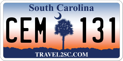 SC license plate CEM131