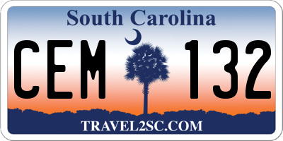 SC license plate CEM132
