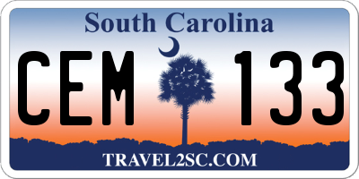 SC license plate CEM133