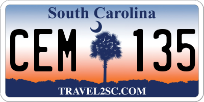 SC license plate CEM135